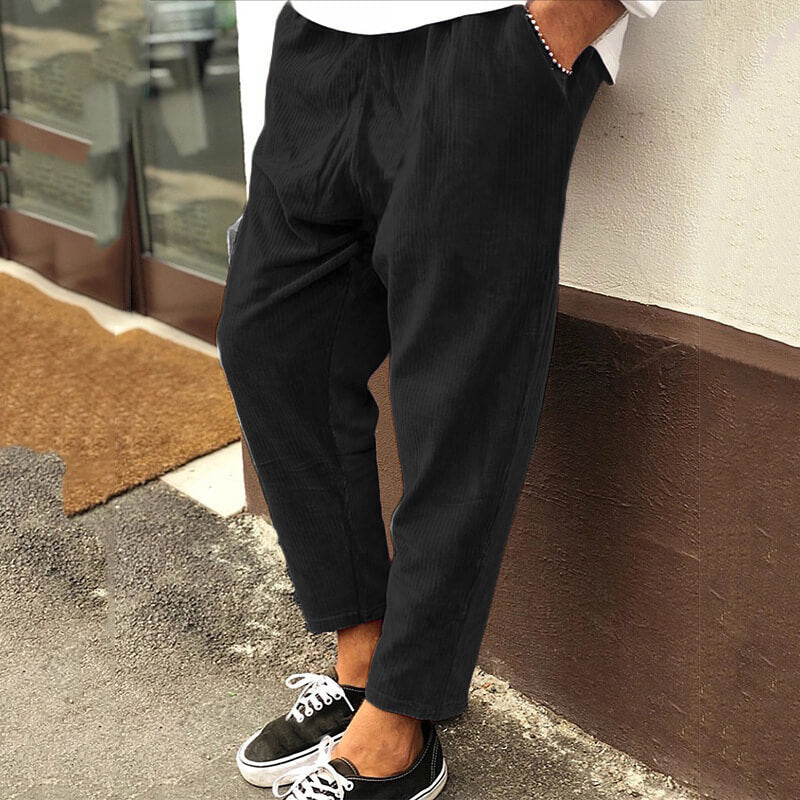 Pantalones de pana holgados para hombre, estilo informal, largo hasta el tobillo, estilo relajado