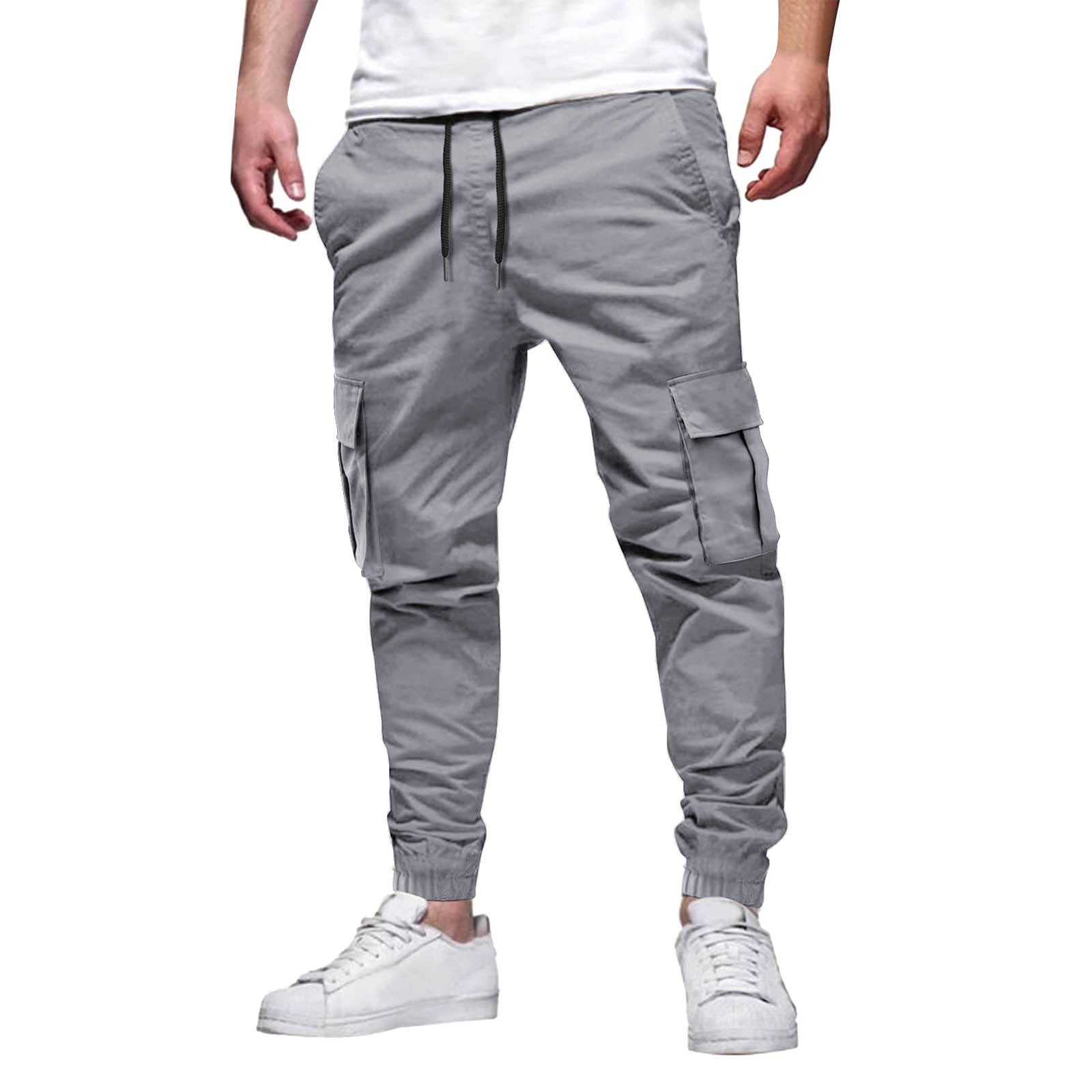 Pantalones cargo ajustados para hombre con cintura y puños elásticos