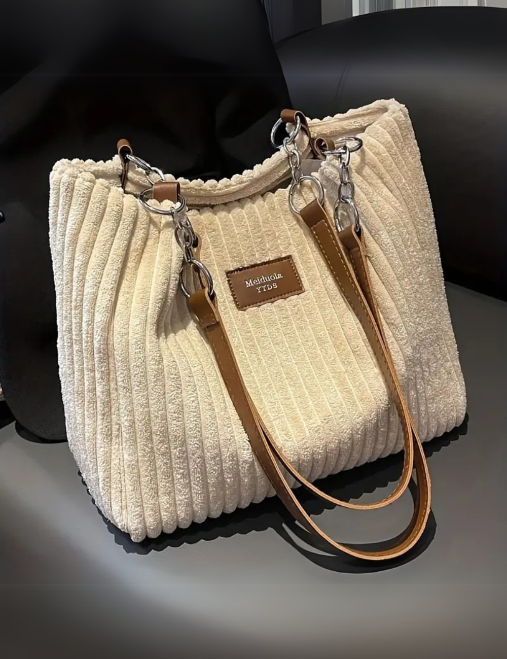 Bolso de hombro acolchado para mujer con diseño de doble correa