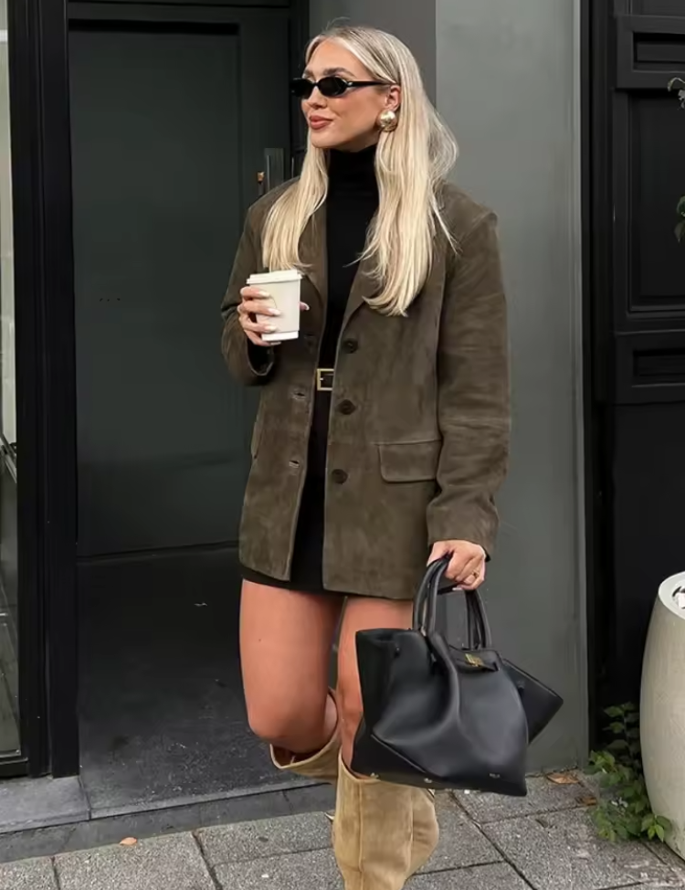 Chaqueta de invierno para mujer con botones, corte extragrande y bolsillos