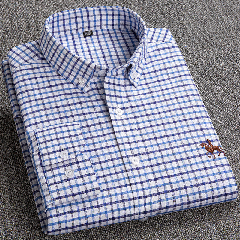Camisa de cuadros de manga larga con botones para hombre con estilo informal elegante