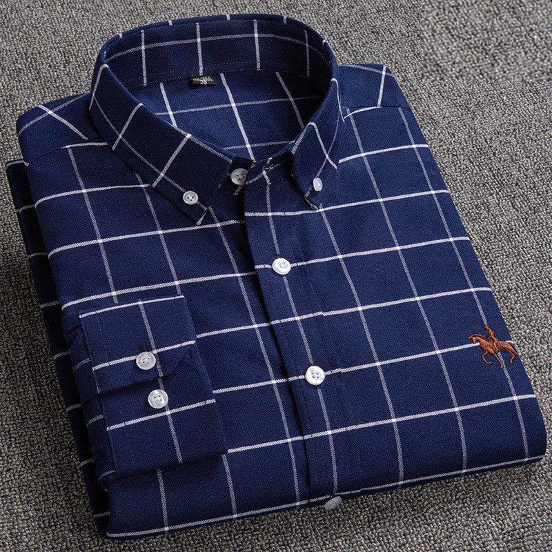 Camisa de cuadros de manga larga con botones para hombre con estilo informal elegante