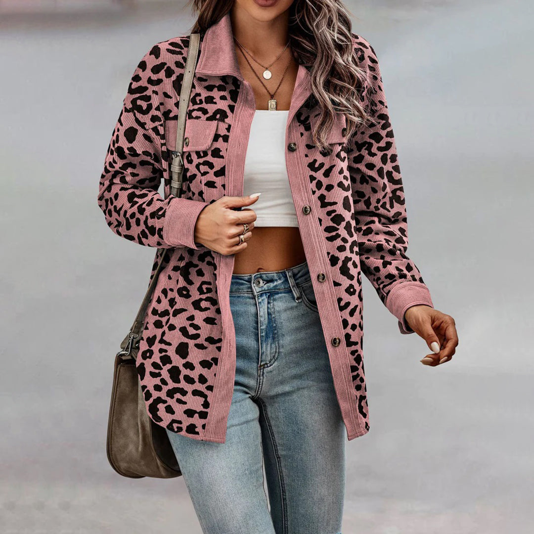 Blazer ajustado con estampado de leopardo para mujer