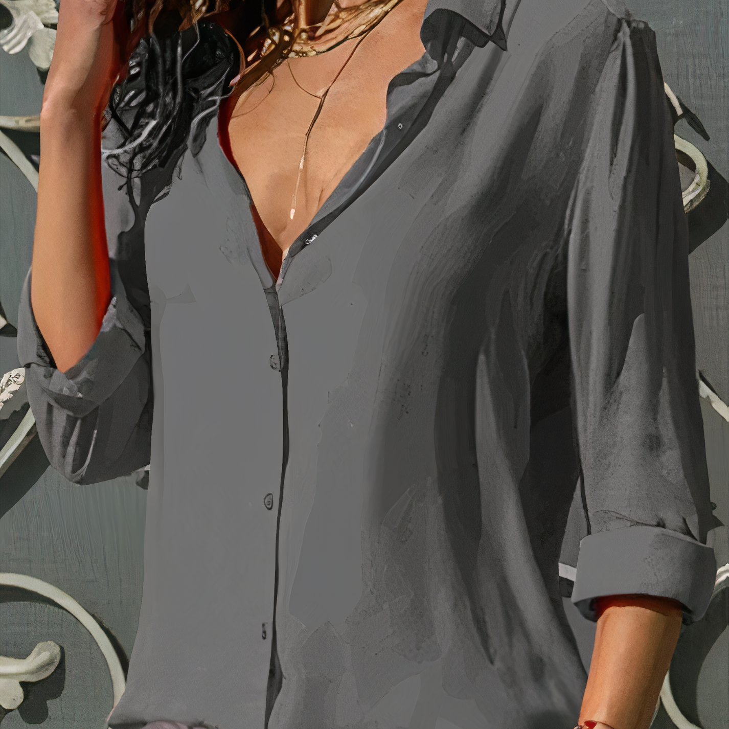 Blusa abotonada para mujer