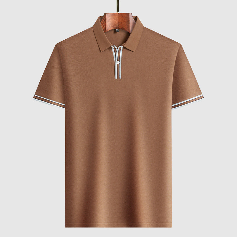 Polo clásico de manga corta para hombre con ribete en contraste