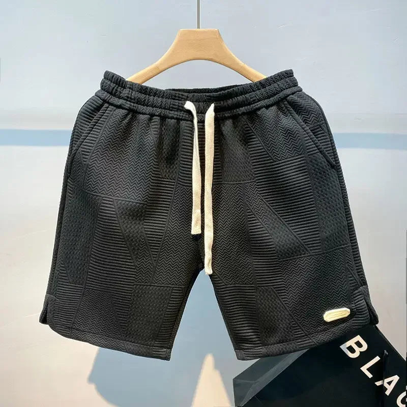 Pantalones cortos deportivos casuales para hombre con estampado de ondas y cordón ajustable