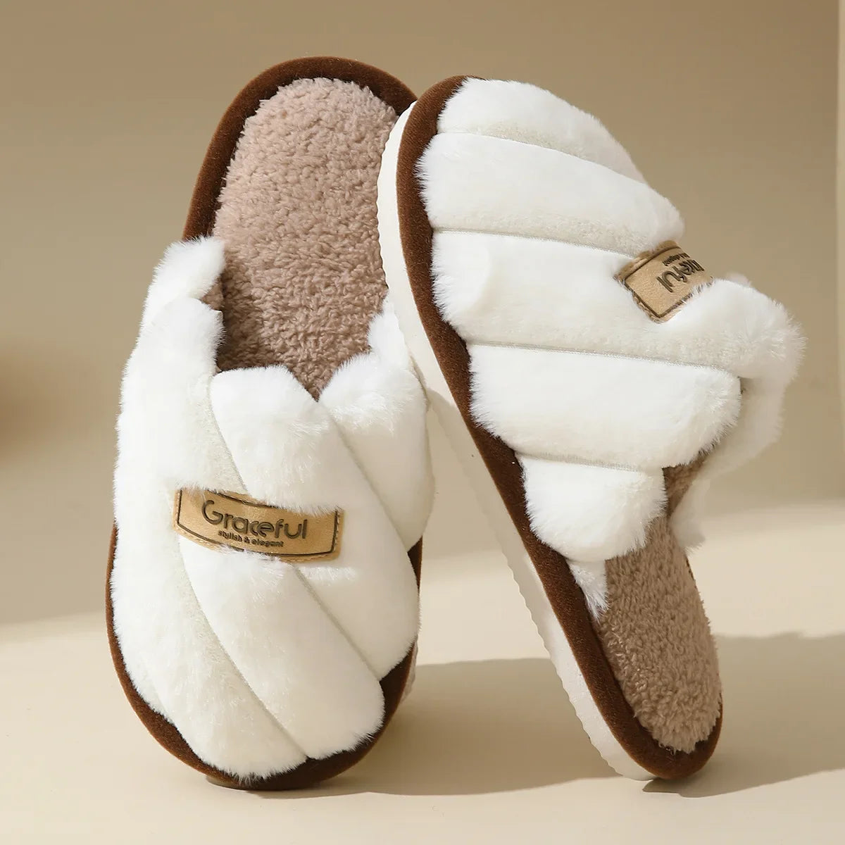 Pantuflas de felpa para mujer con amortiguación suave y comodidad en interiores
