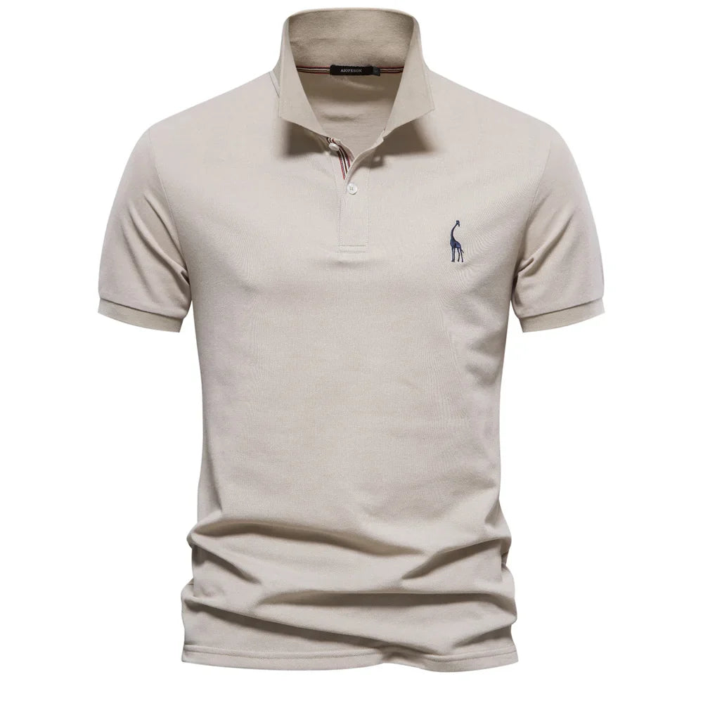 Polo de manga corta para hombre con logotipo en el pecho y tapeta de botones