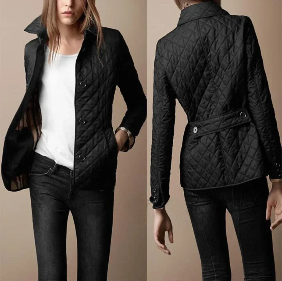 Chaqueta bomber acolchada con botones y puños plegables para mujer