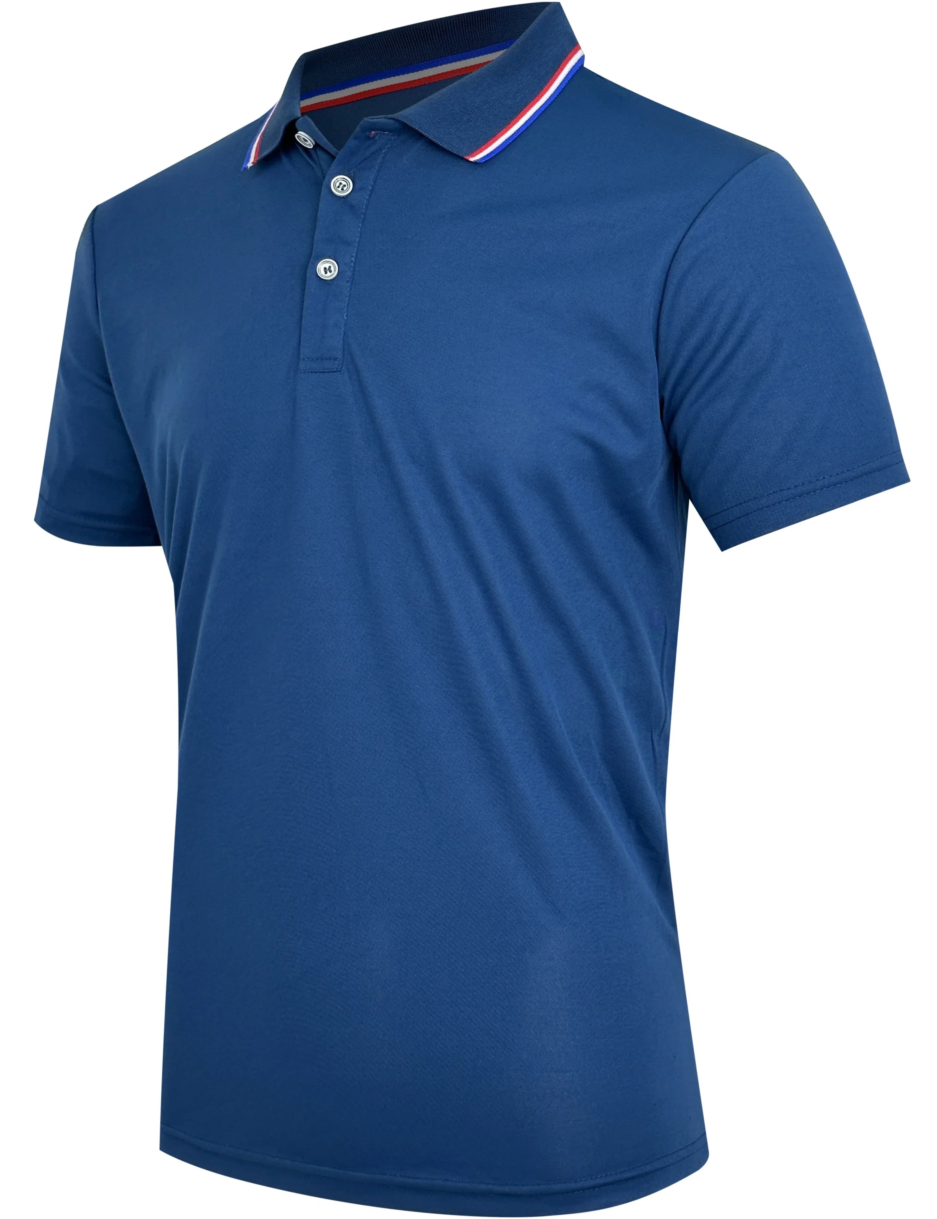 Polo ajustado para hombre con cuello de rayas en contraste y mangas cortas