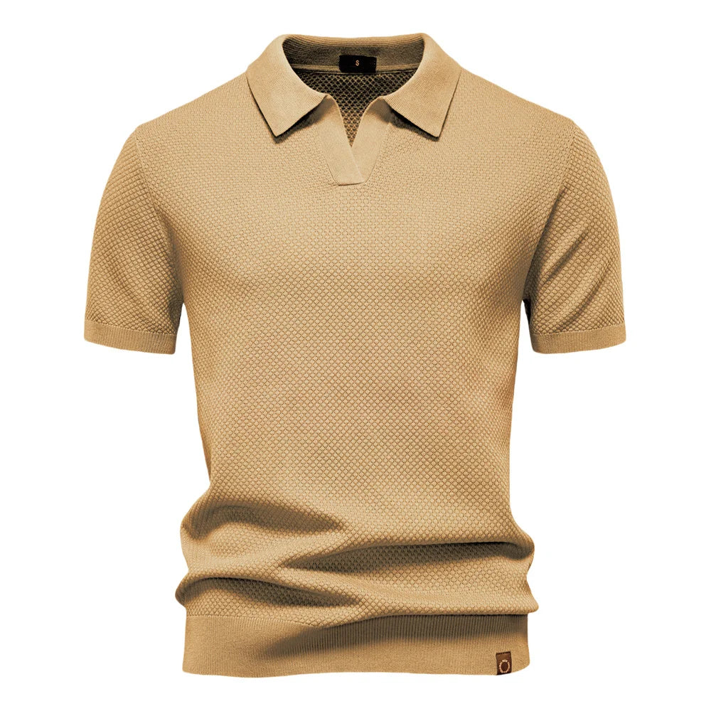 Polo de manga corta para hombre con diseño de punto texturizado