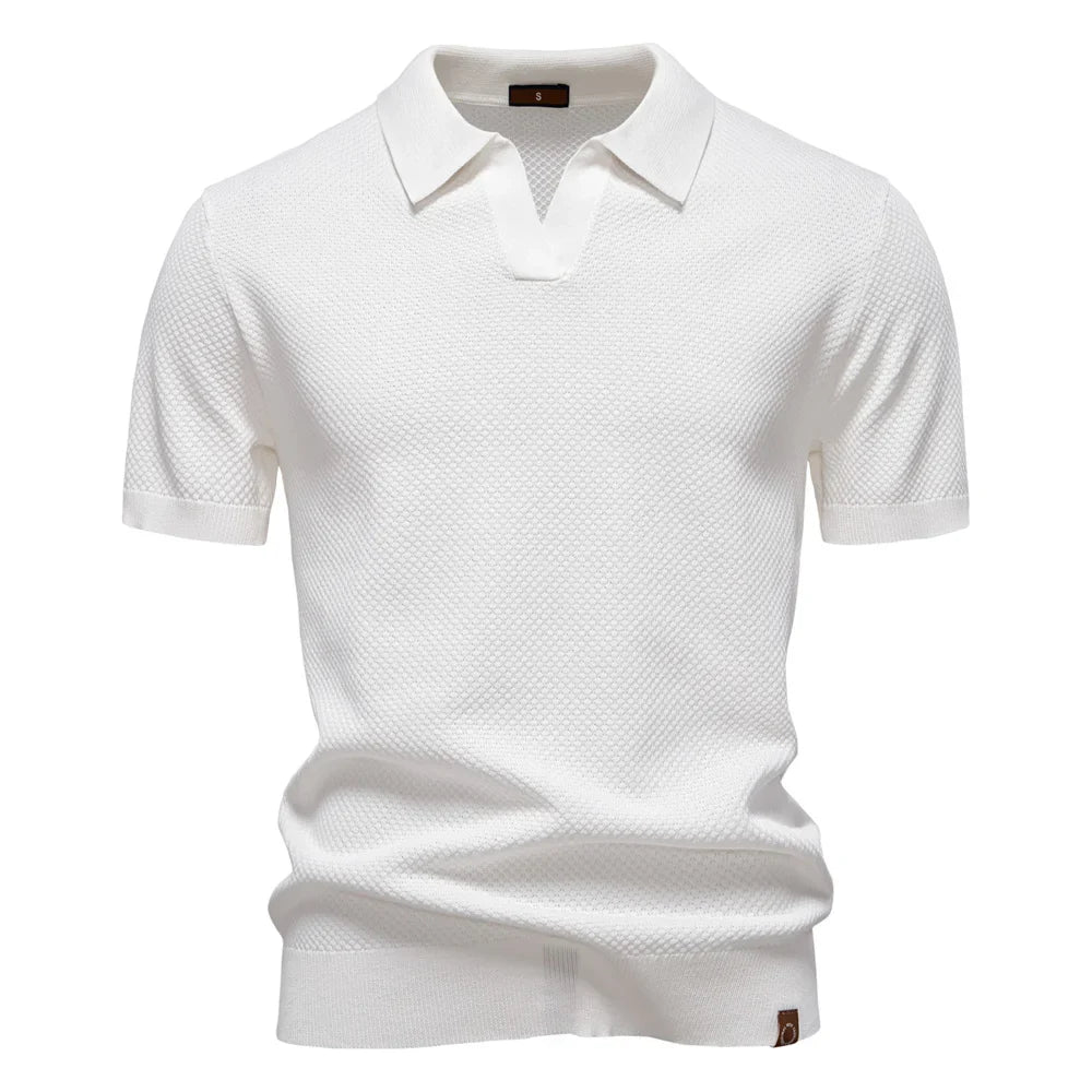 Polo de manga corta para hombre con diseño de punto texturizado