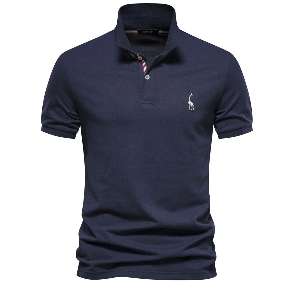 Polo de manga corta para hombre con logotipo en el pecho y tapeta de botones