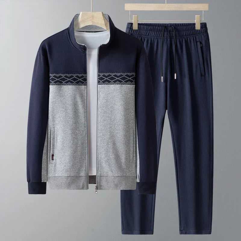 Conjunto casual de dos piezas para hombre con chaqueta con cremallera y pantalón deportivo