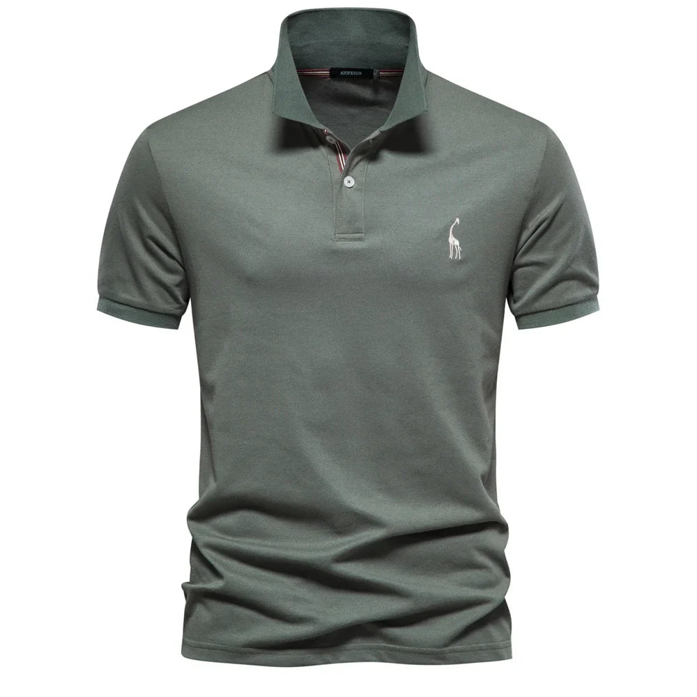 Polo de manga corta para hombre con logotipo en el pecho y tapeta de botones