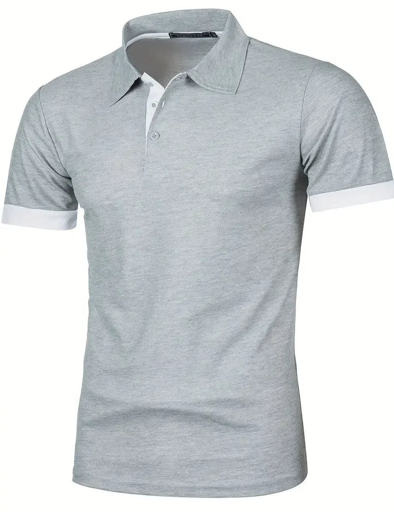 Polo de manga corta para hombre con tapeta y puños en contraste