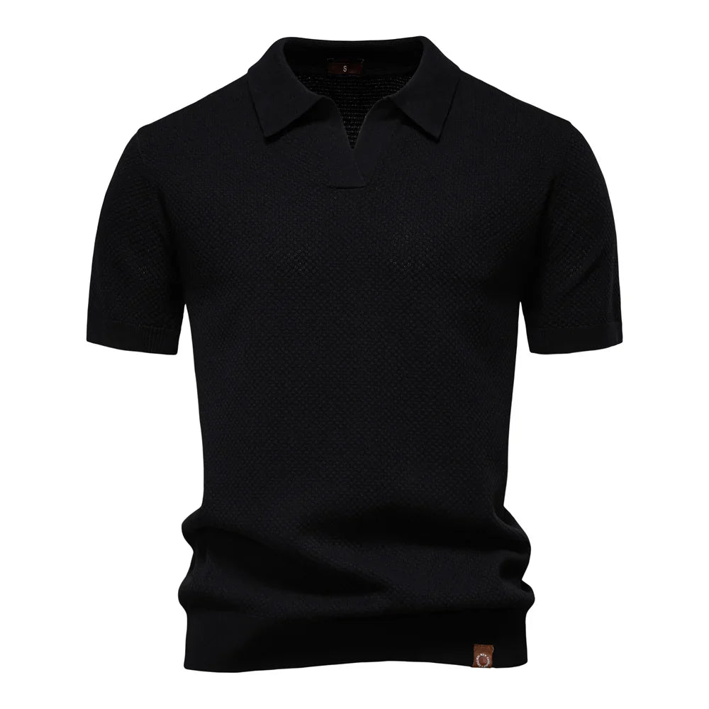 Polo de manga corta para hombre con diseño de punto texturizado
