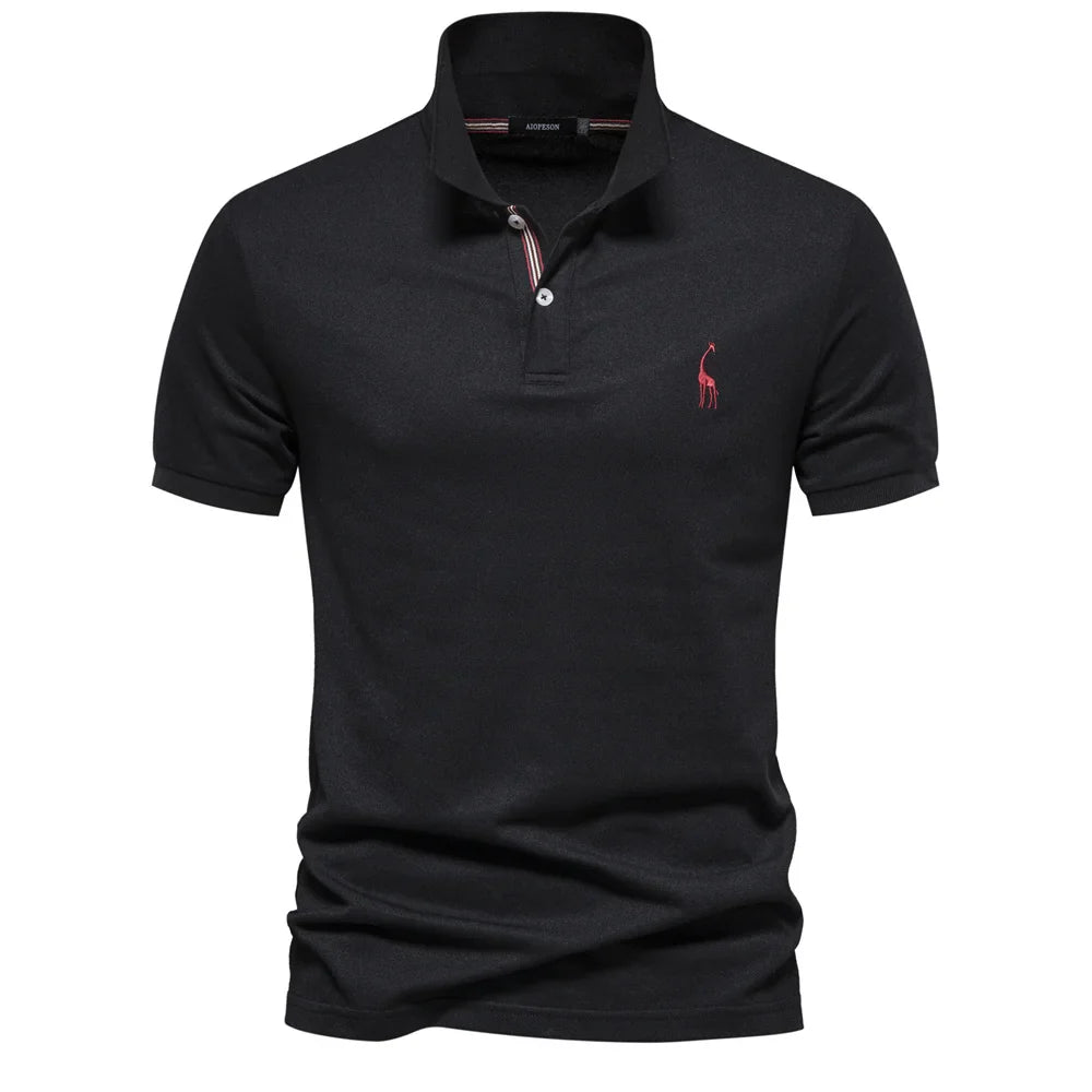 Polo de manga corta para hombre con logotipo en el pecho y tapeta de botones
