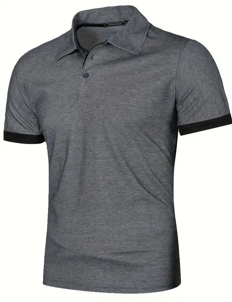 Polo de manga corta para hombre con tapeta y puños en contraste