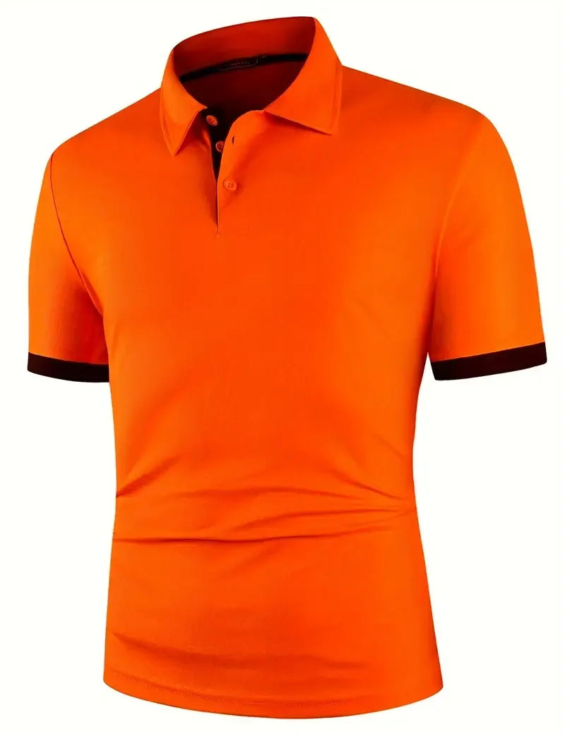 Polo de manga corta para hombre con tapeta y puños en contraste