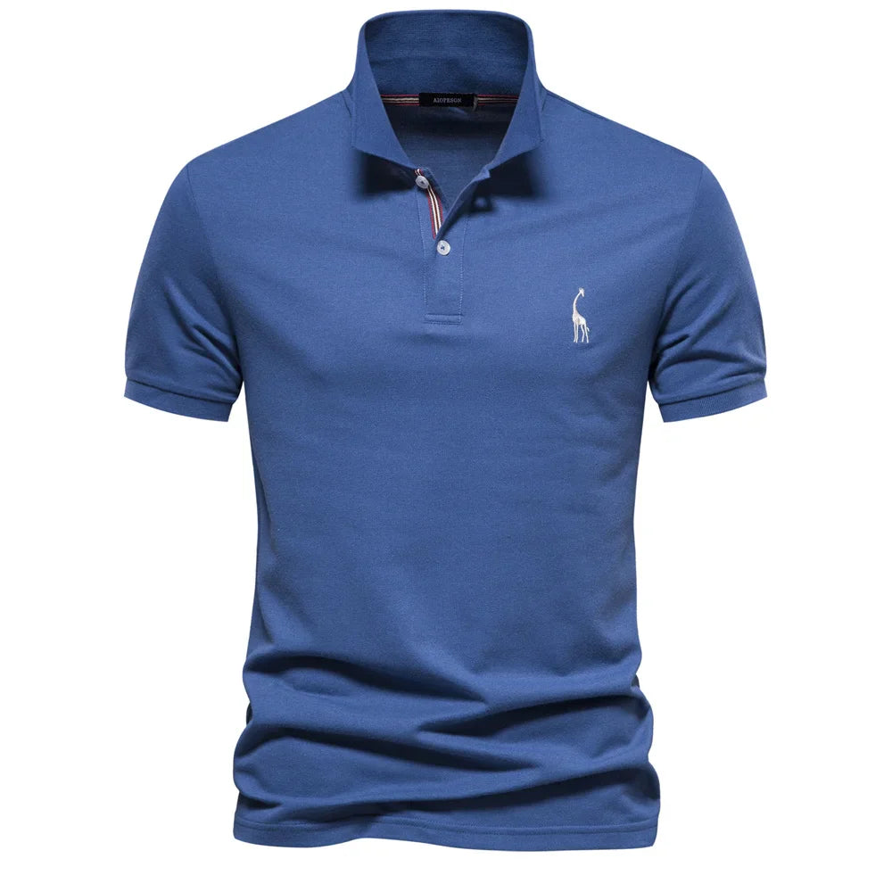 Polo de manga corta para hombre con logotipo en el pecho y tapeta de botones