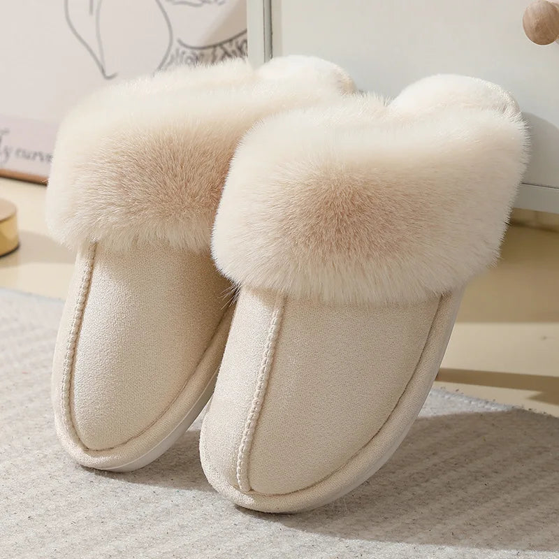 Pantuflas de felpa para mujer con forro suave y comodidad acogedora