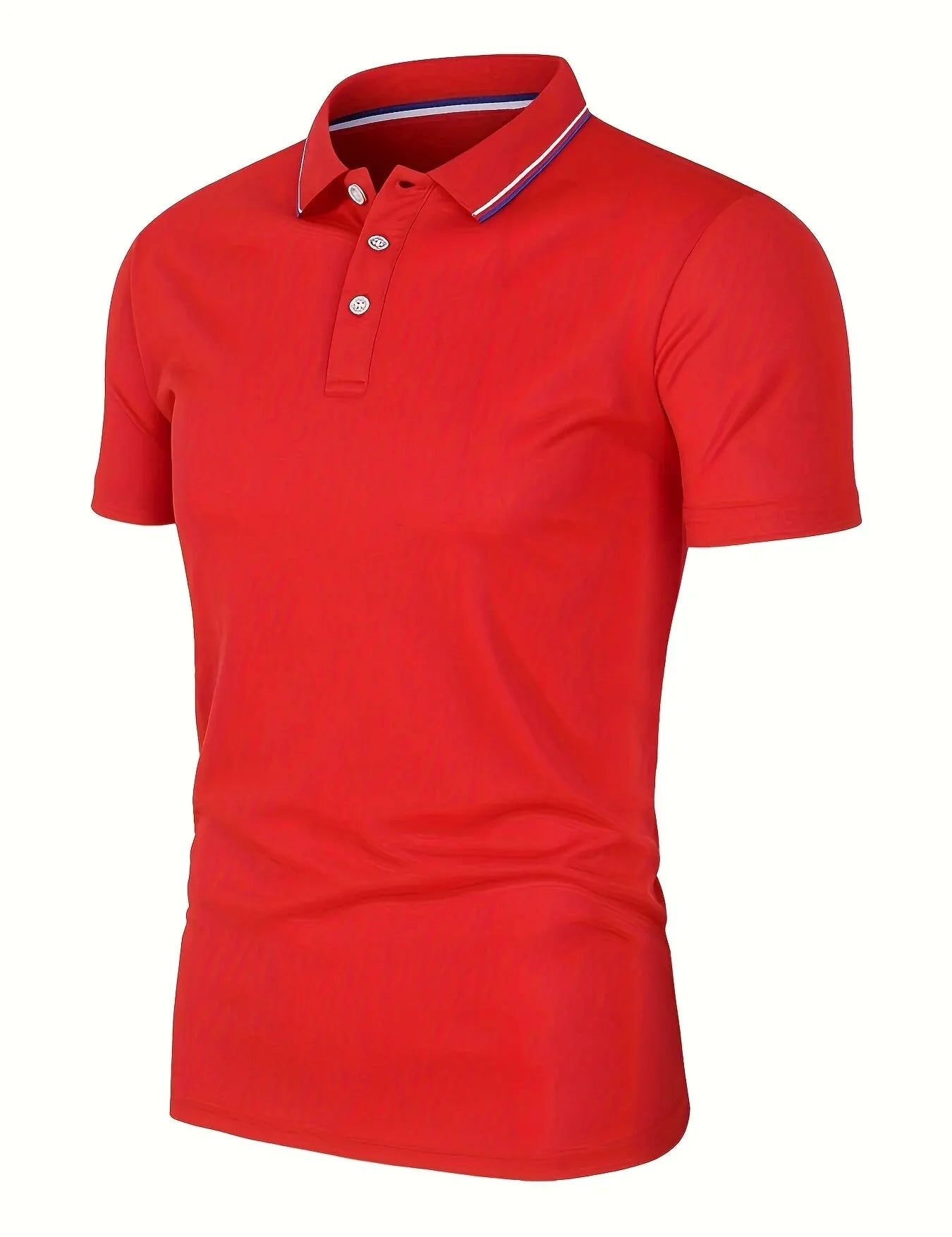 Polo ajustado para hombre con cuello de rayas en contraste y mangas cortas