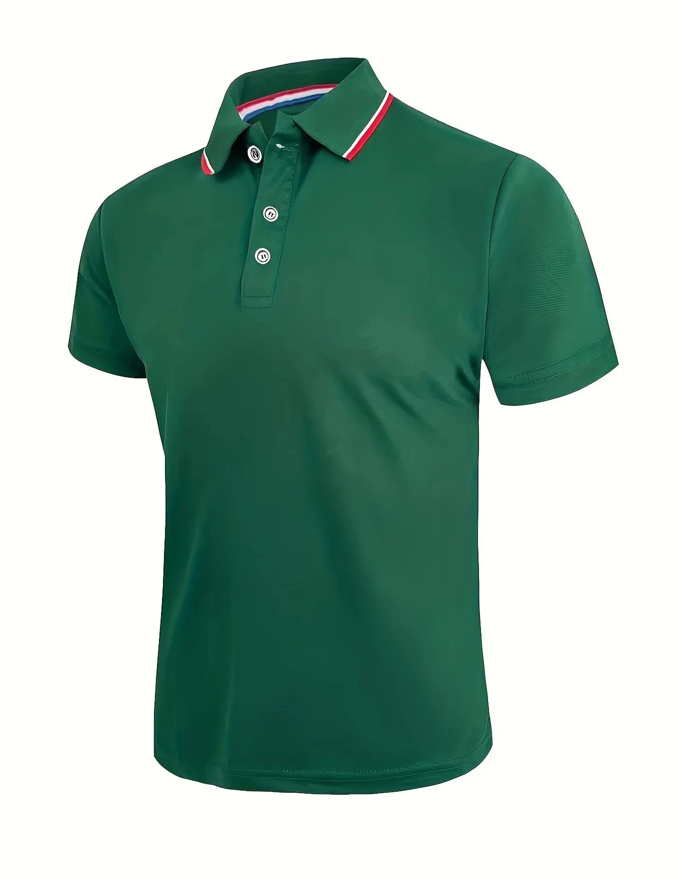 Polo ajustado para hombre con cuello de rayas en contraste y mangas cortas