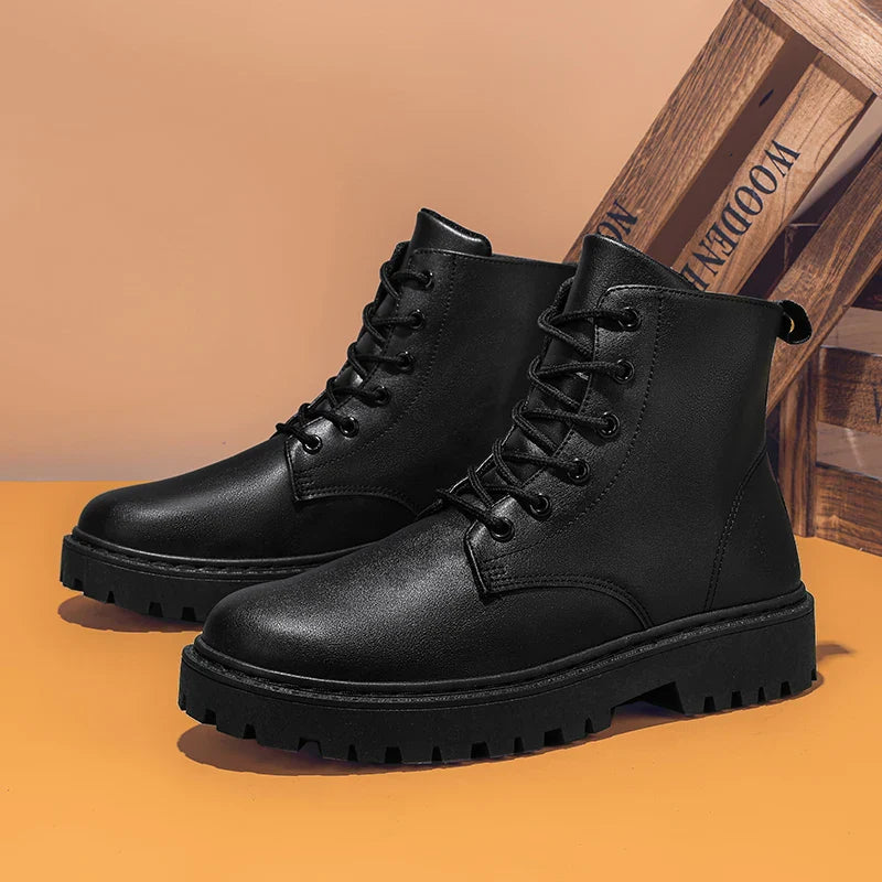 Botas altas antideslizantes con cordones e impermeables para hombre