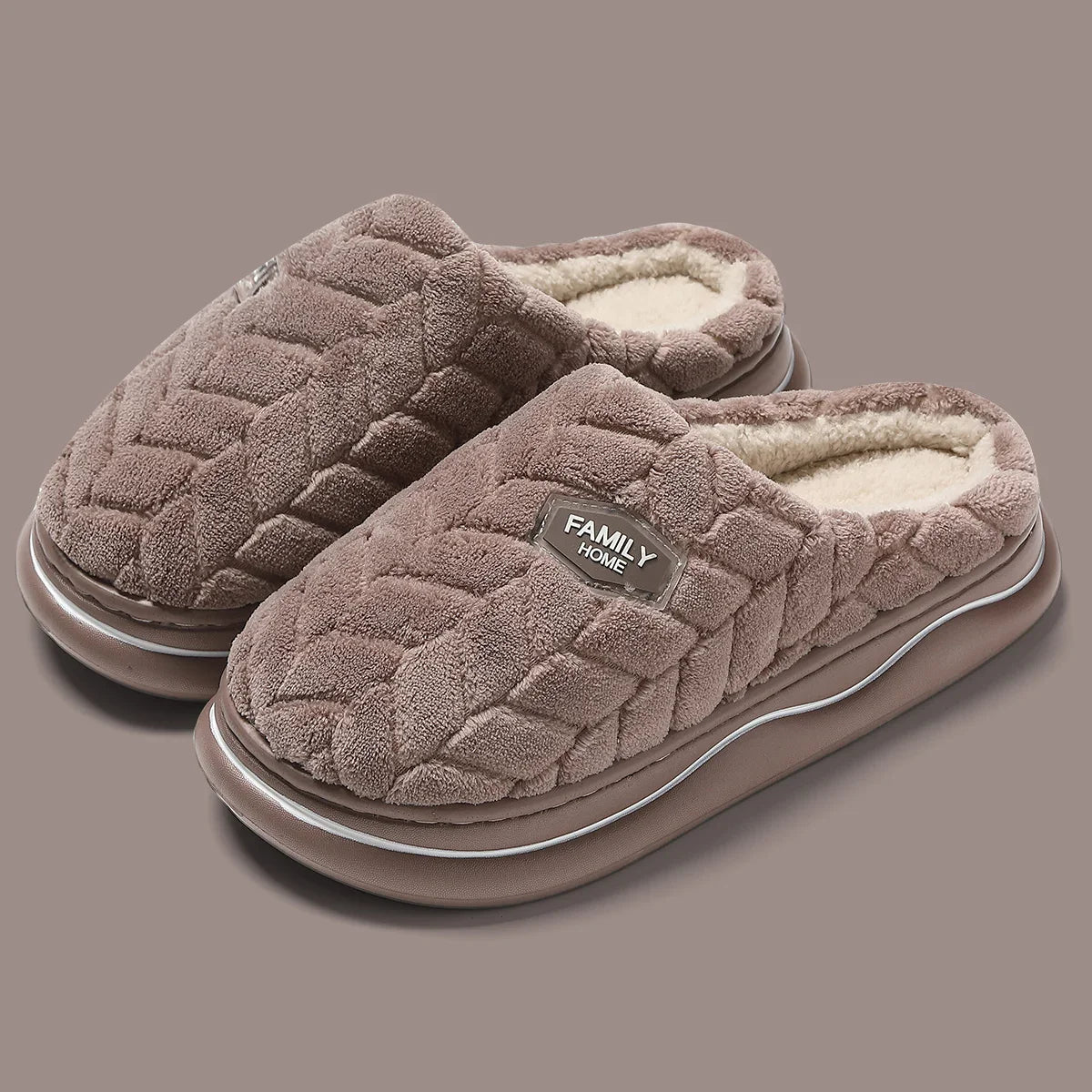 Pantuflas acolchadas para mujer con suela gruesa y forro de felpa cálido