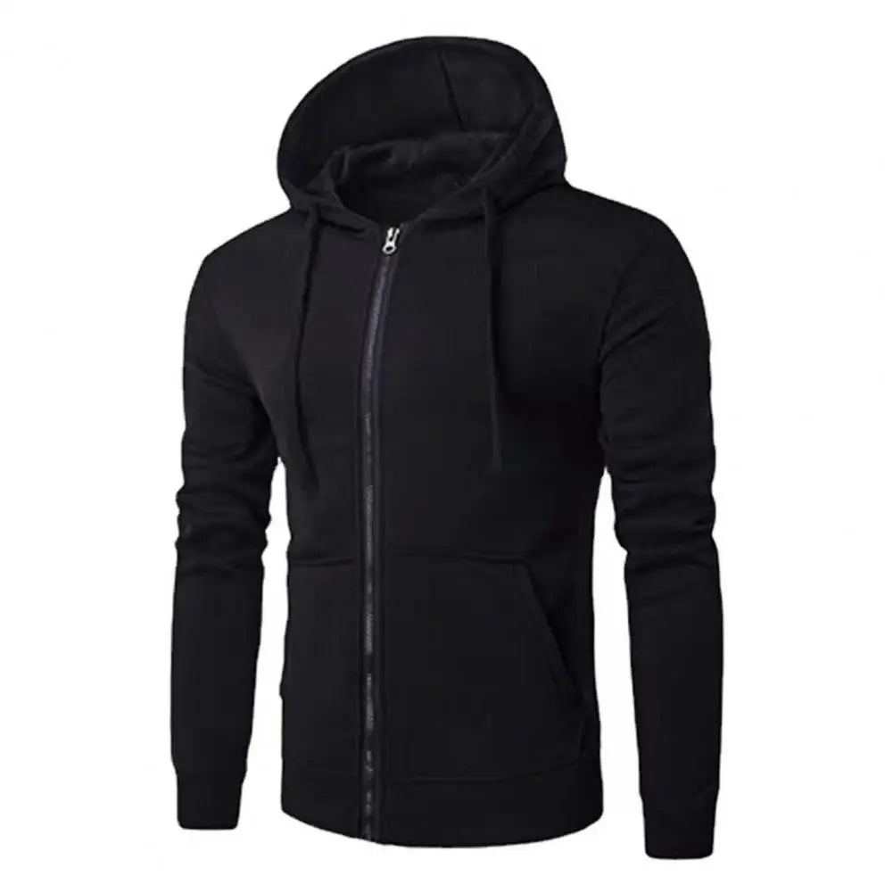 Sudadera deportiva con capucha, cremallera y cordón para hombre, corte ajustado