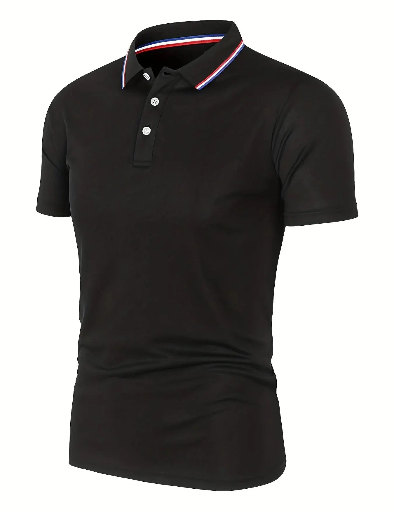 Polo ajustado para hombre con cuello de rayas en contraste y mangas cortas