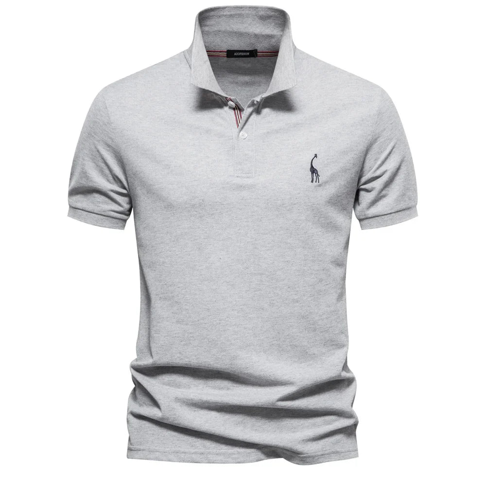 Polo de manga corta para hombre con logotipo en el pecho y tapeta de botones