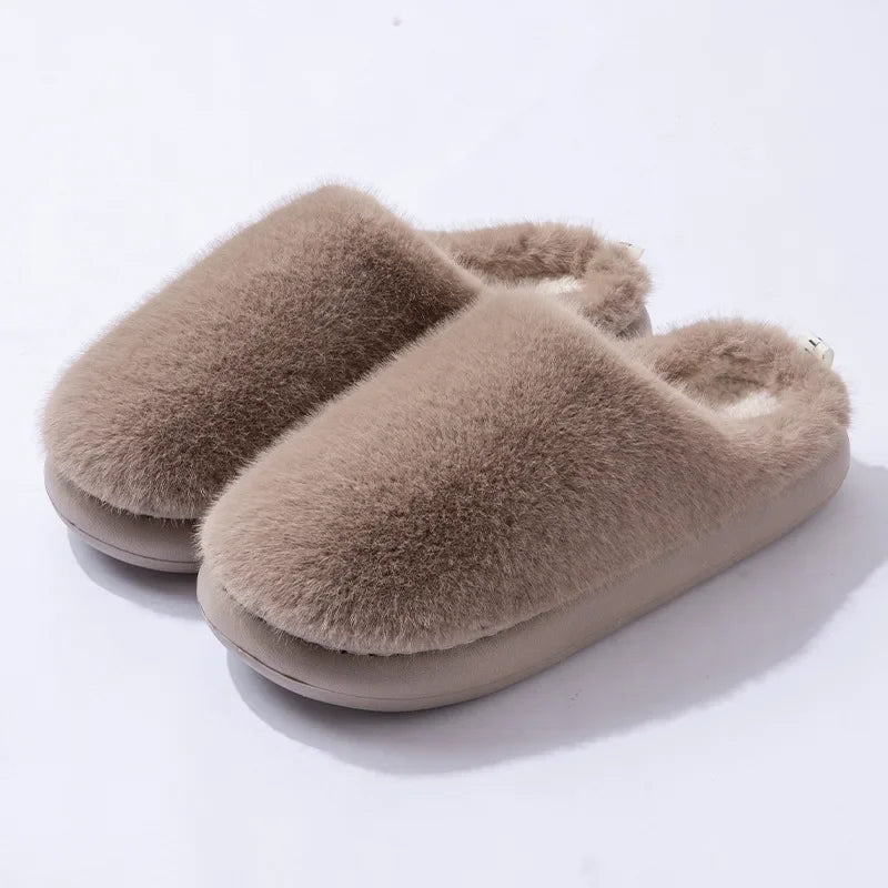 Pantuflas de felpa para mujer con puntera cerrada y forro suave y cálido
