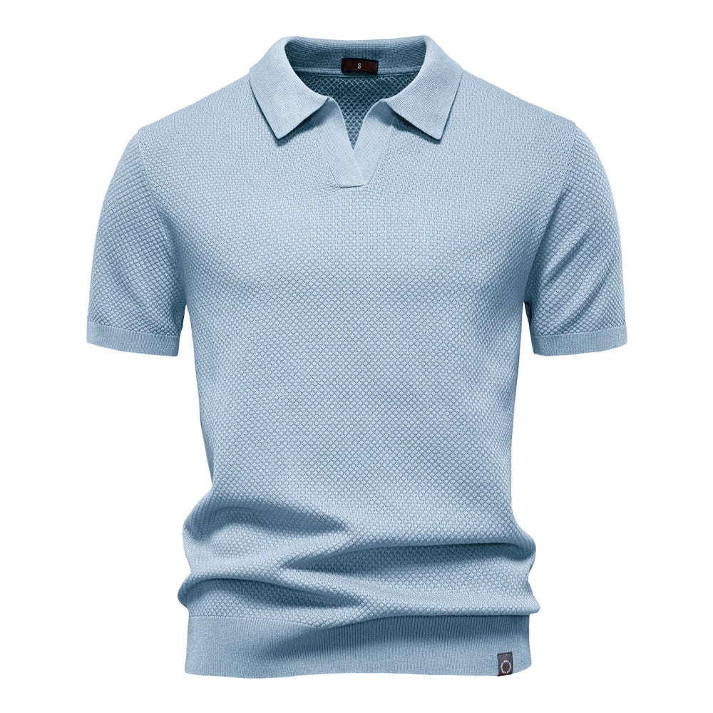 Polo de manga corta para hombre con diseño de punto texturizado