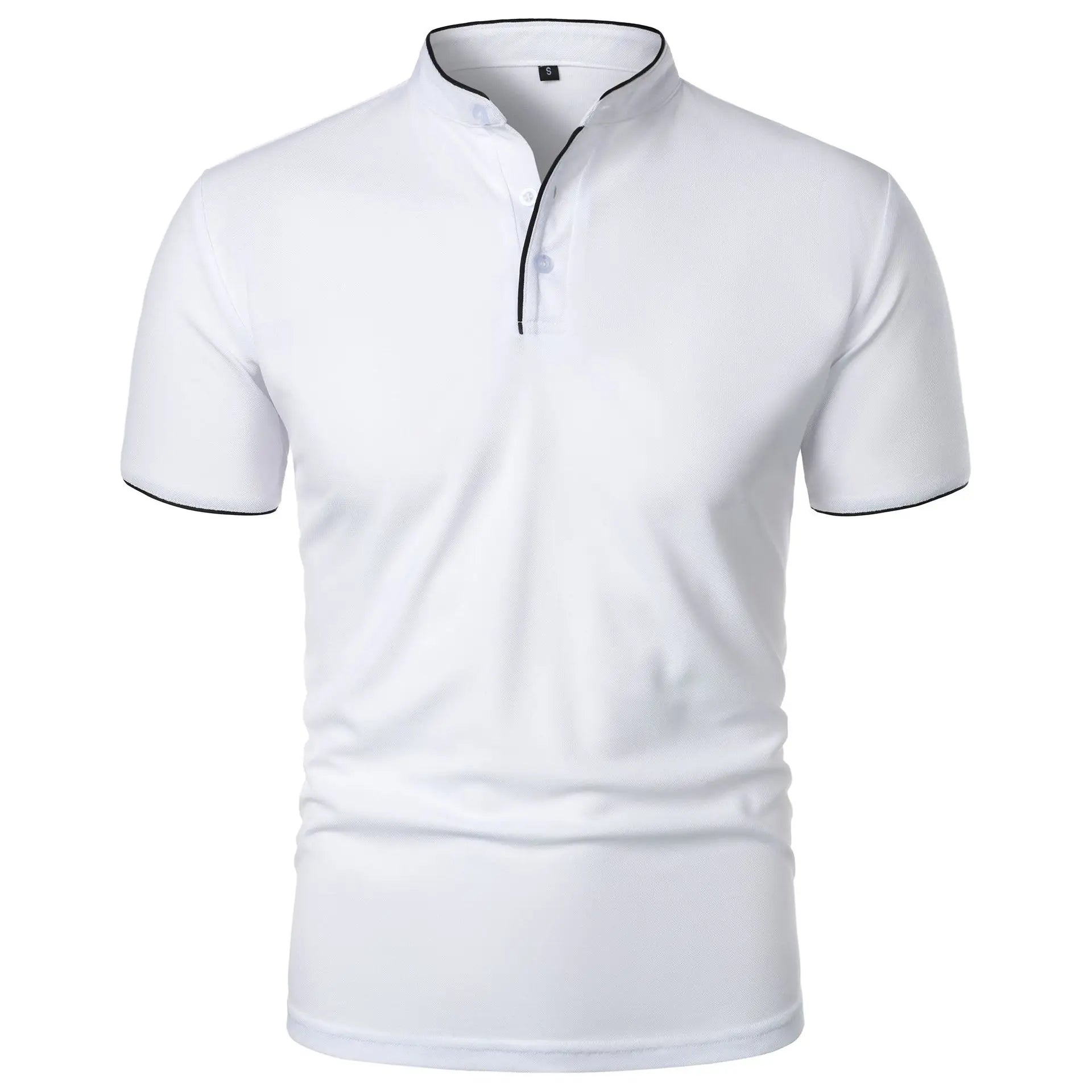 Polo informal de manga corta con cuello mandarín para hombre