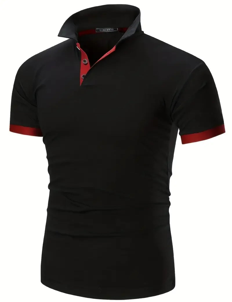 Polo de manga corta para hombre con tapeta y puños en contraste