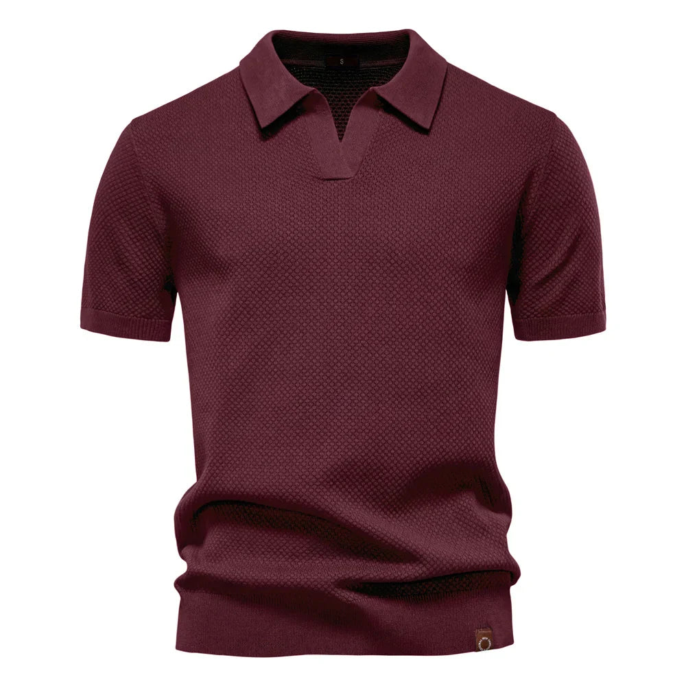 Polo de manga corta para hombre con diseño de punto texturizado