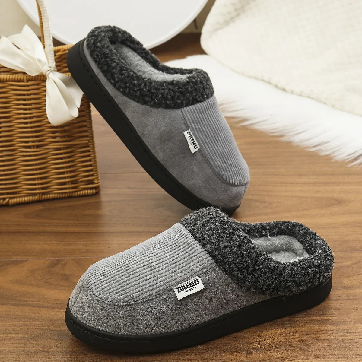 Pantuflas de espuma viscoelástica para hombre con suela suave y antideslizante