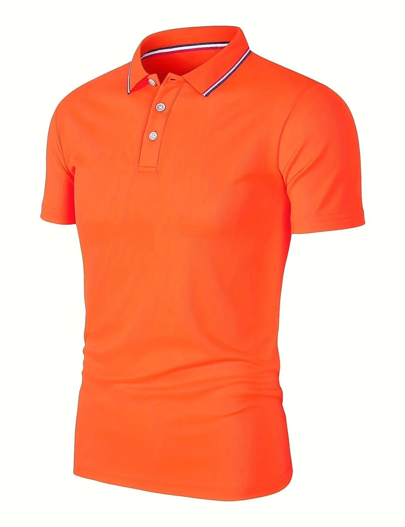 Polo ajustado para hombre con cuello de rayas en contraste y mangas cortas