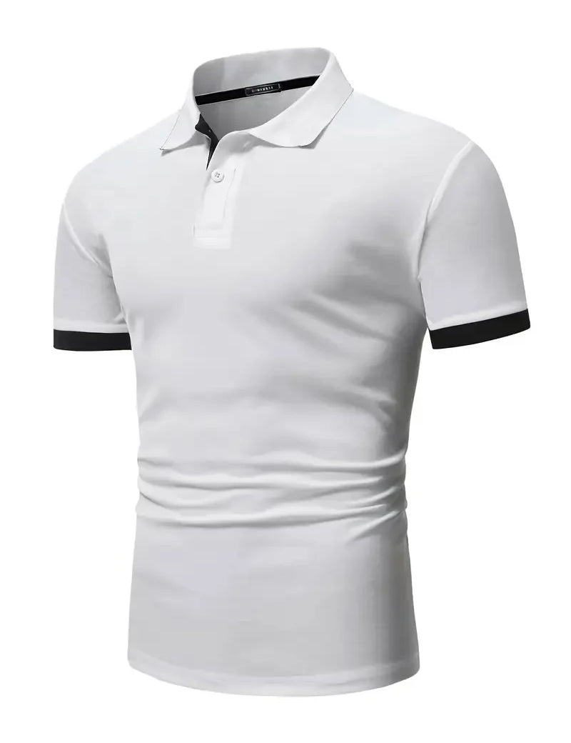 Polo de manga corta para hombre con tapeta y puños en contraste