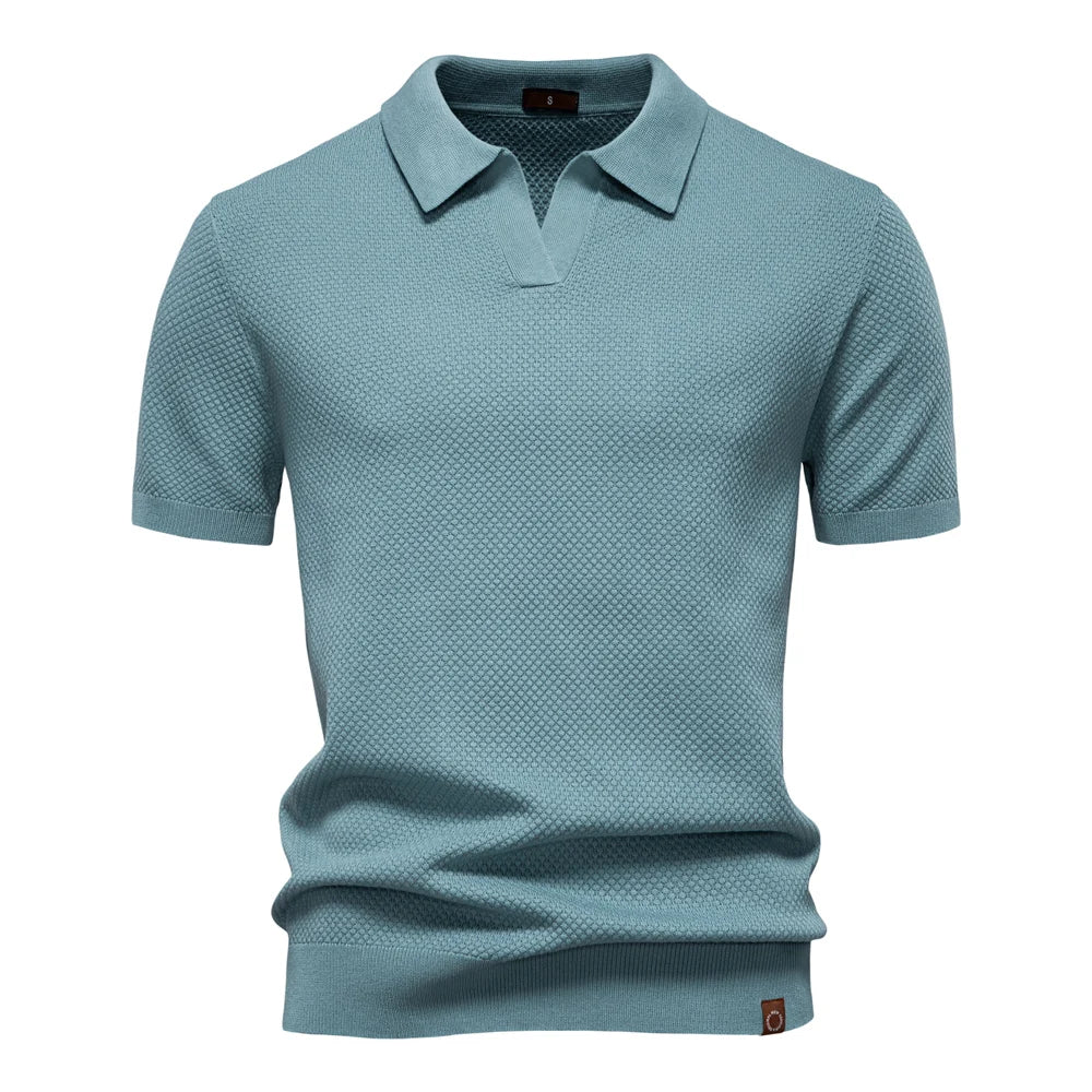 Polo de manga corta para hombre con diseño de punto texturizado