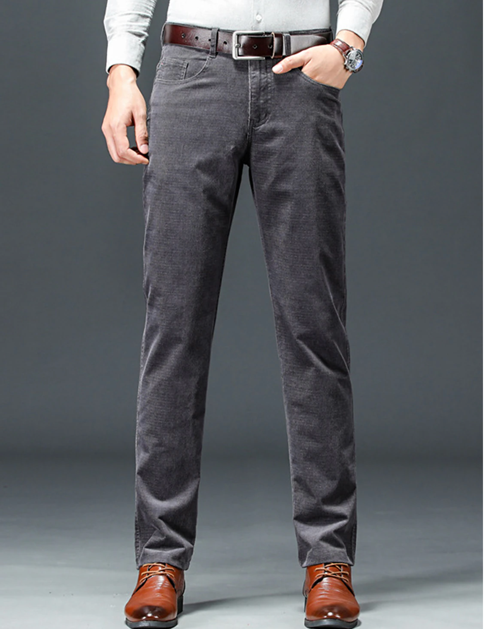 Pantalones de trabajo para hombre, corte ajustado, elásticos, estilo clásico con aspecto entallado.