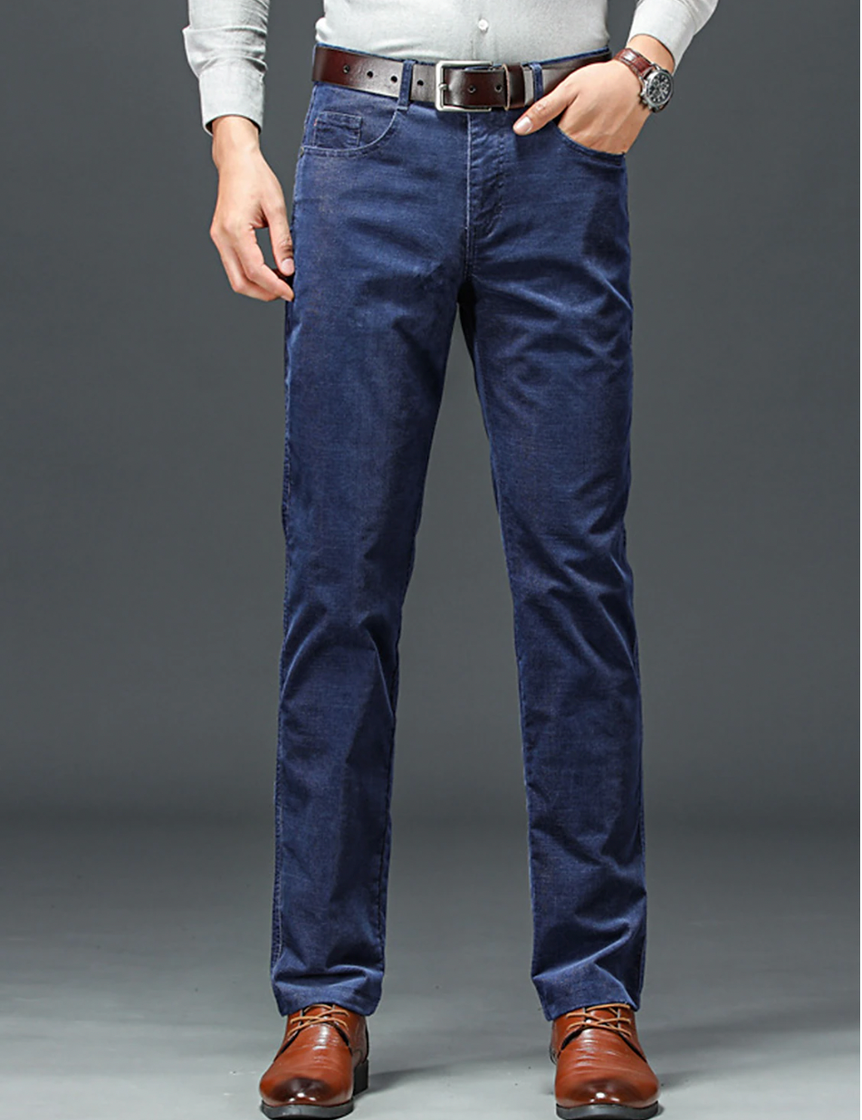 Pantalones de trabajo para hombre, corte ajustado, elásticos, estilo clásico con aspecto entallado.