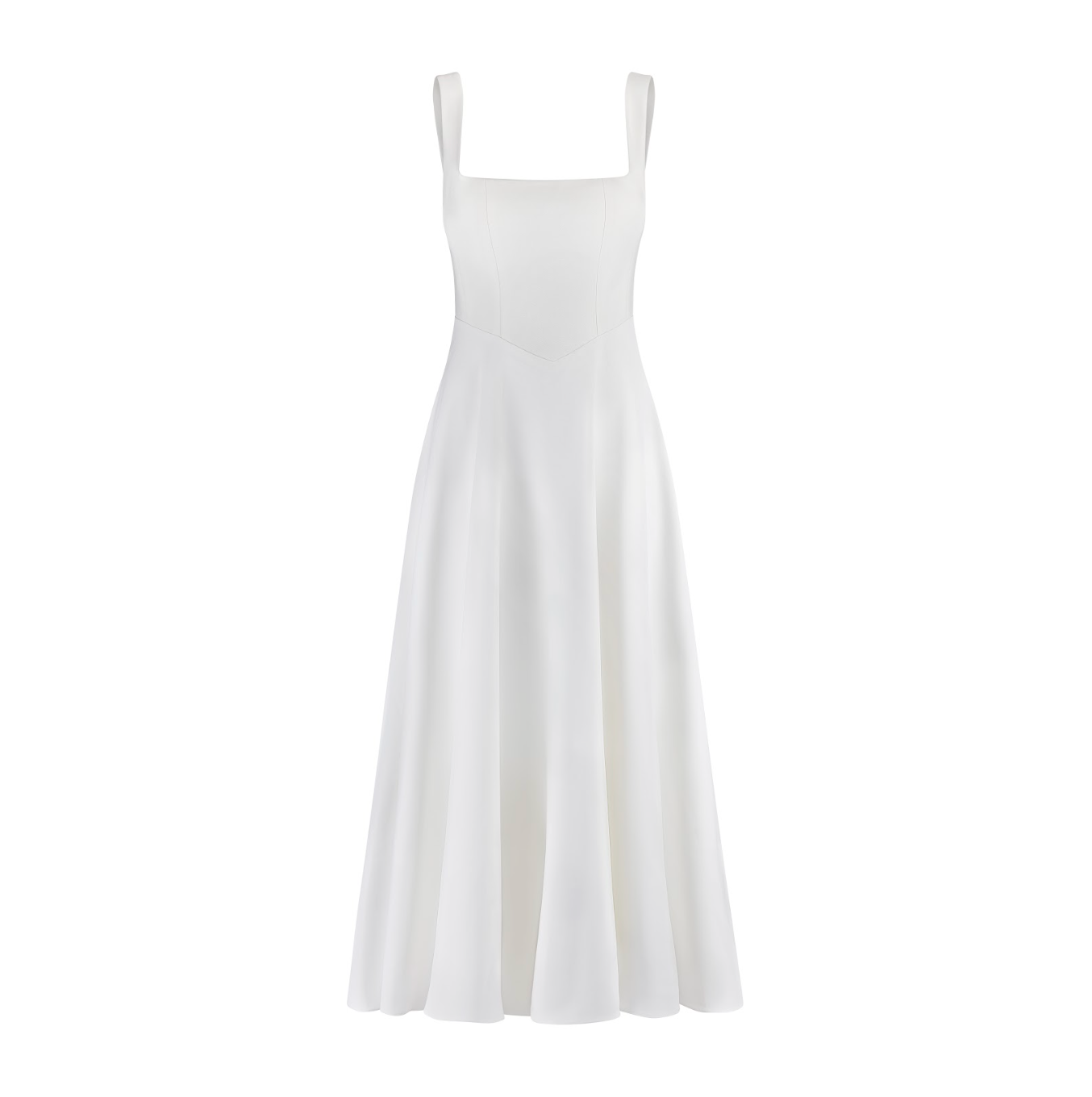 Vestido midi sin mangas con escote cuadrado y corte en A para mujer