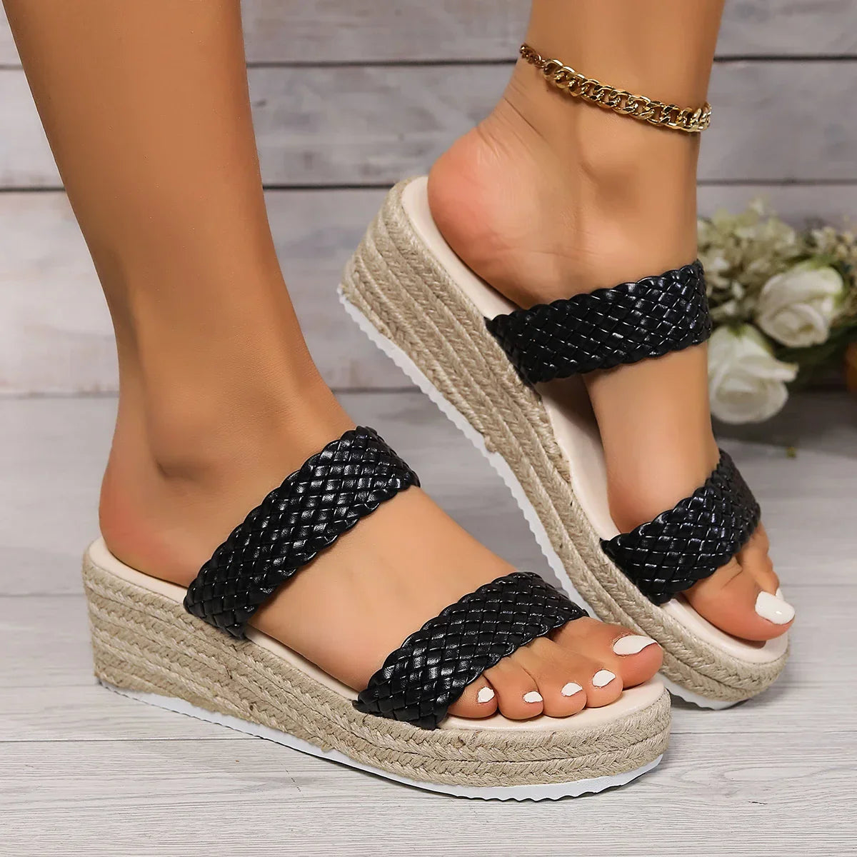 Sandalias de plataforma trenzadas para mujer