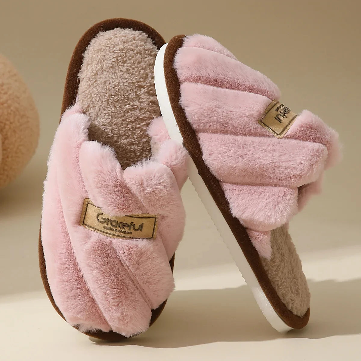 Pantuflas de felpa para mujer con amortiguación suave y comodidad en interiores