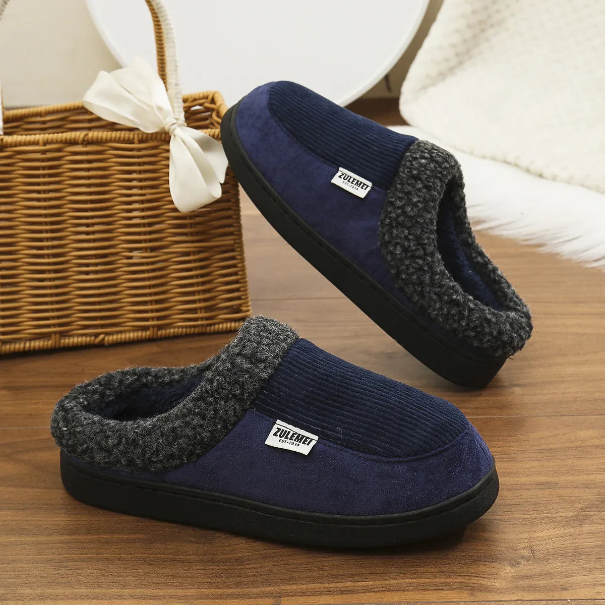 Pantuflas de espuma viscoelástica para hombre con suela suave y antideslizante