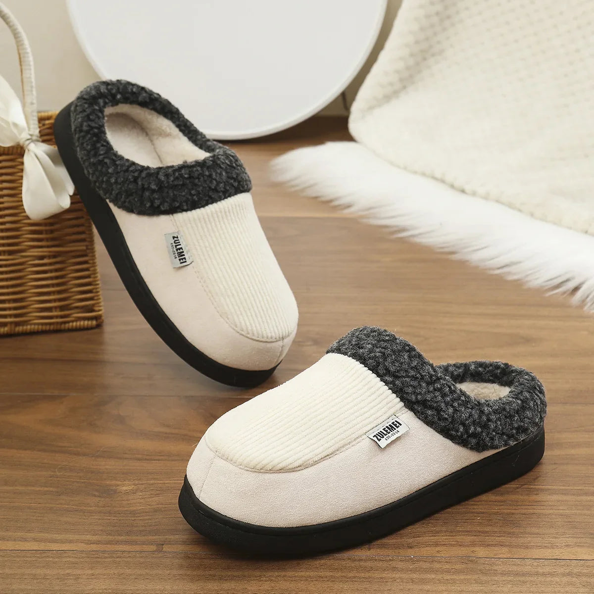 Pantuflas de espuma viscoelástica para hombre con suela suave y antideslizante