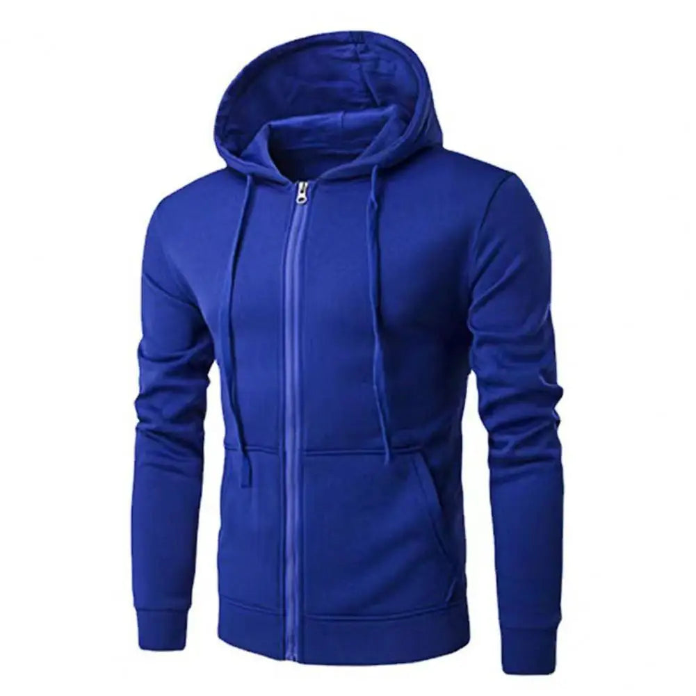 Sudadera deportiva con capucha, cremallera y cordón para hombre, corte ajustado